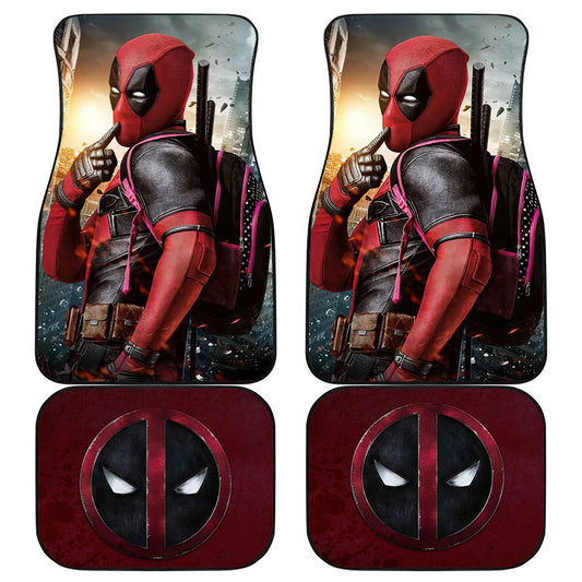 MV Car Floor Mats Deadpool Symbol Graphic Funny Pose Car Mats