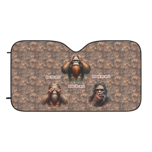 Bigfoot Car Sun Shade Bigfoot See Hear Speak No Evil Winshield Sun Shade Brown