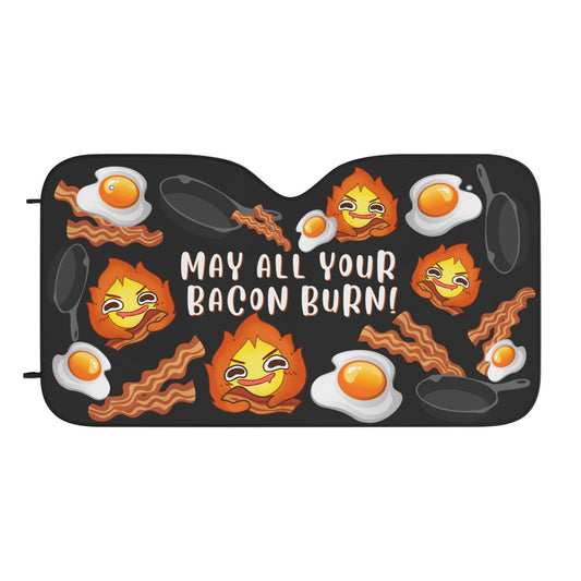 SGhibli Car Sun Shade May All Your Bacon Burn Winshield Sun Shade Black Orange