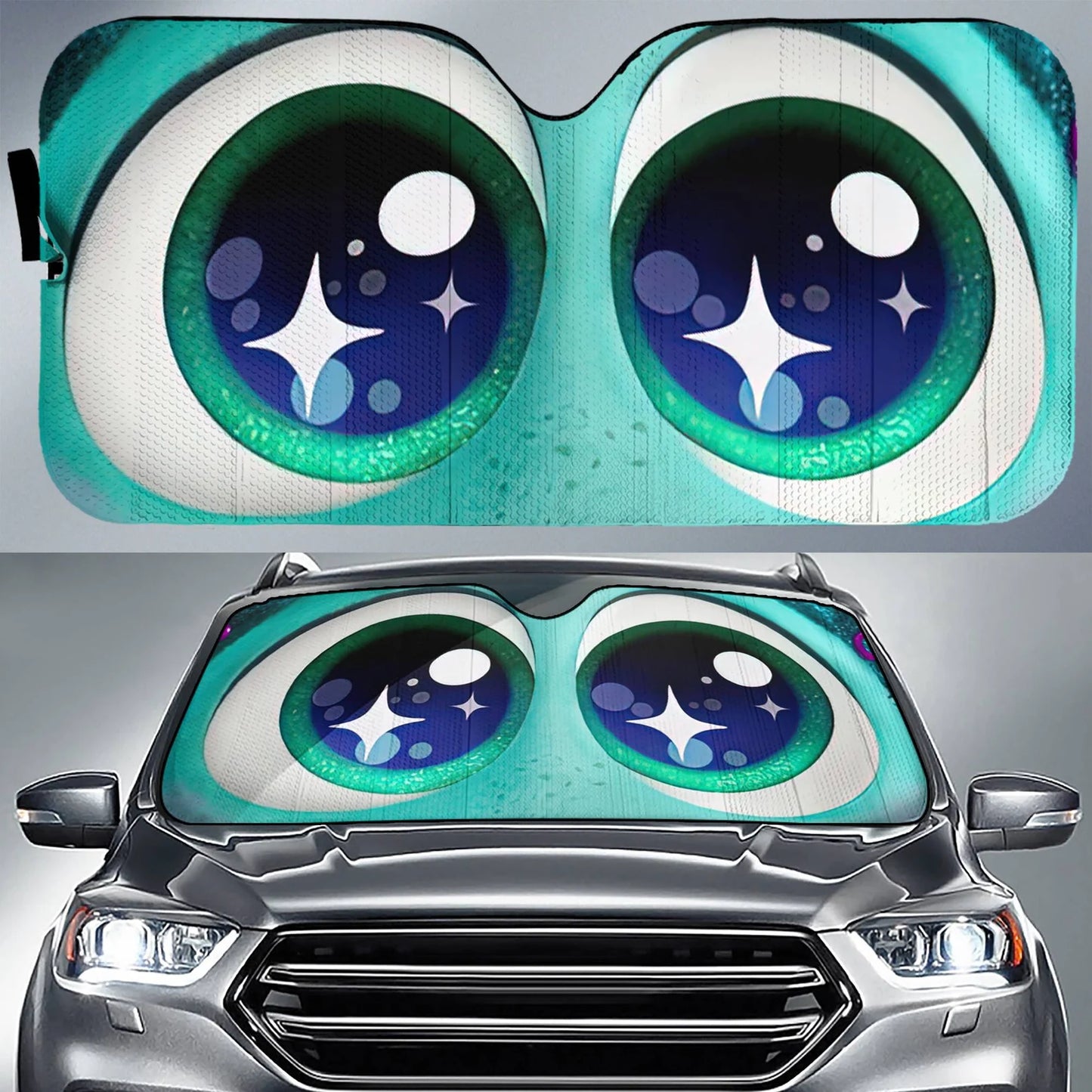 Inside Out Car Sun Shade Inside Out Envy Emotion Face Winshield Sun Shade Green