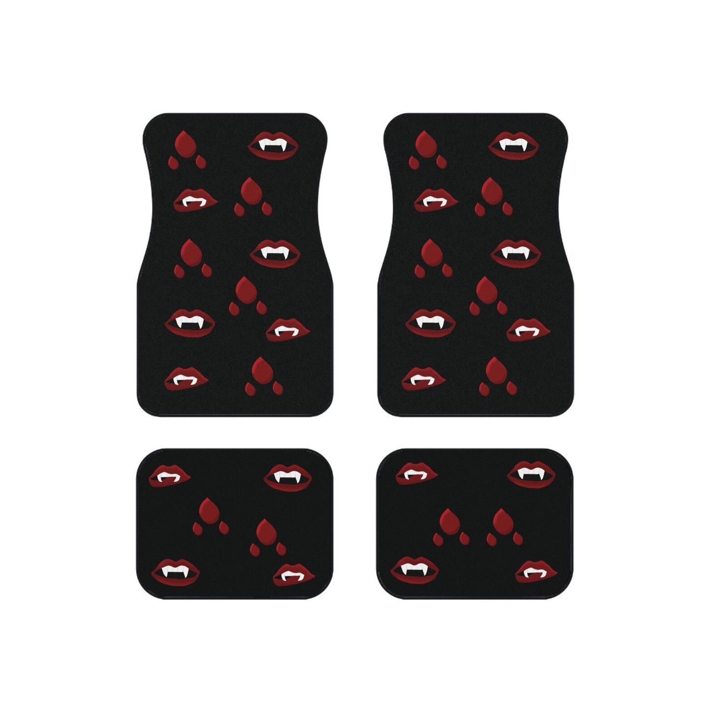 Halloween Car Mats Halloween Vampire Lips Blood Drop Pattern Car Floor Mats Black Red