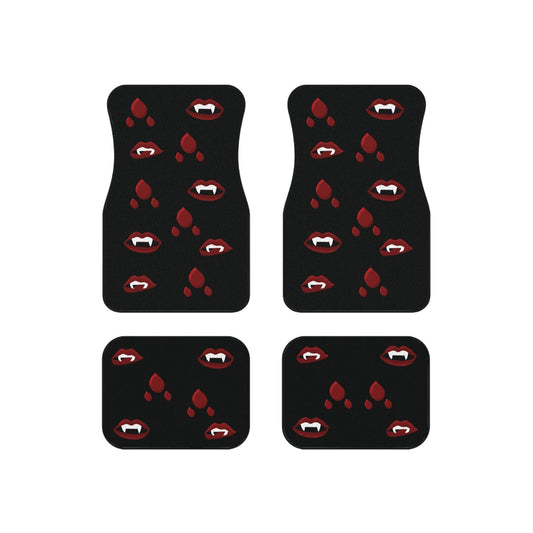 Halloween Car Mats Halloween Vampire Lips Blood Drop Pattern Car Floor Mats Black Red