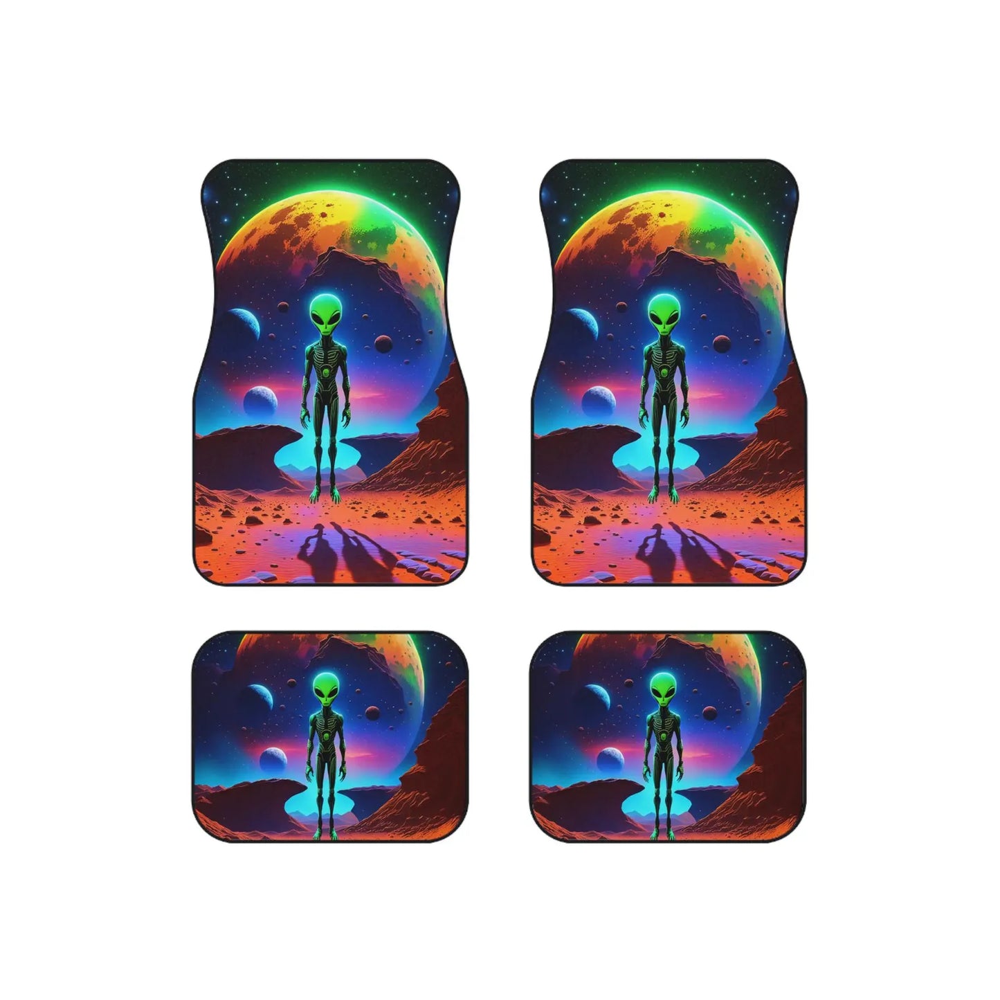 Alien Car Mats Alien Standing In The Planet Car Floor Mats Colorful