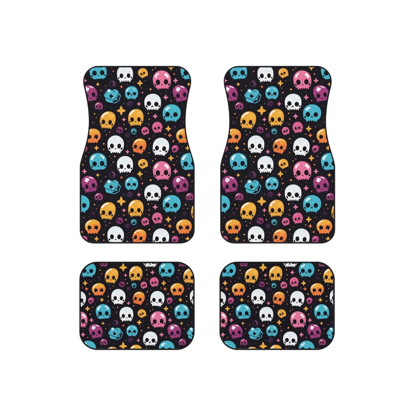 Halloween Car Mats Halloween Glowing Cute Skull Pattern Car Floor Mats Colorful