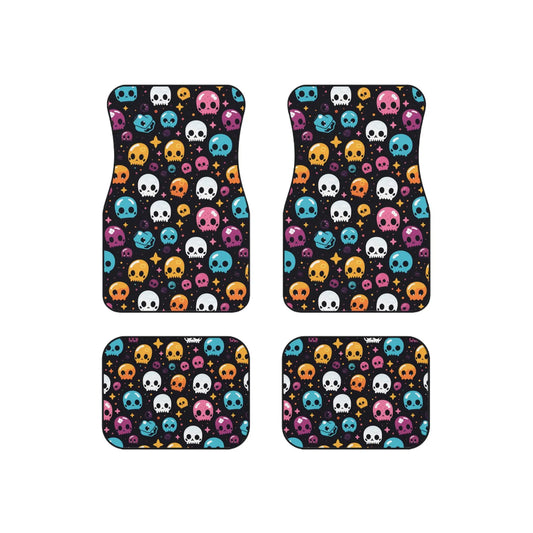 Halloween Car Mats Halloween Glowing Cute Skull Pattern Car Floor Mats Colorful