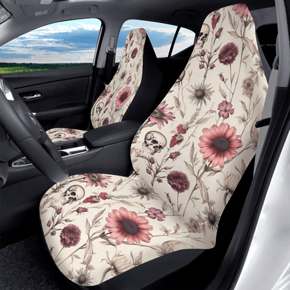 Skull Car Seat Covers Vintage Style Flower And Skull Pattern Seat Covers White Pink