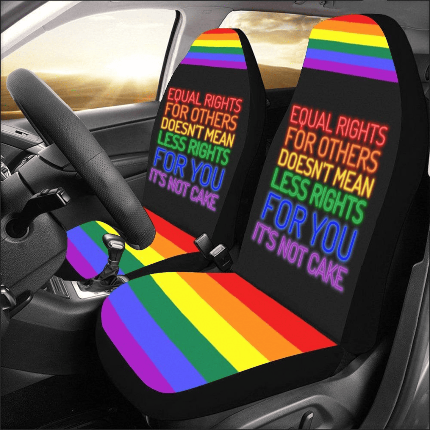 LGBT Car Seat Covers It's Not Cake LGBT Rights Seat Covers Colorful