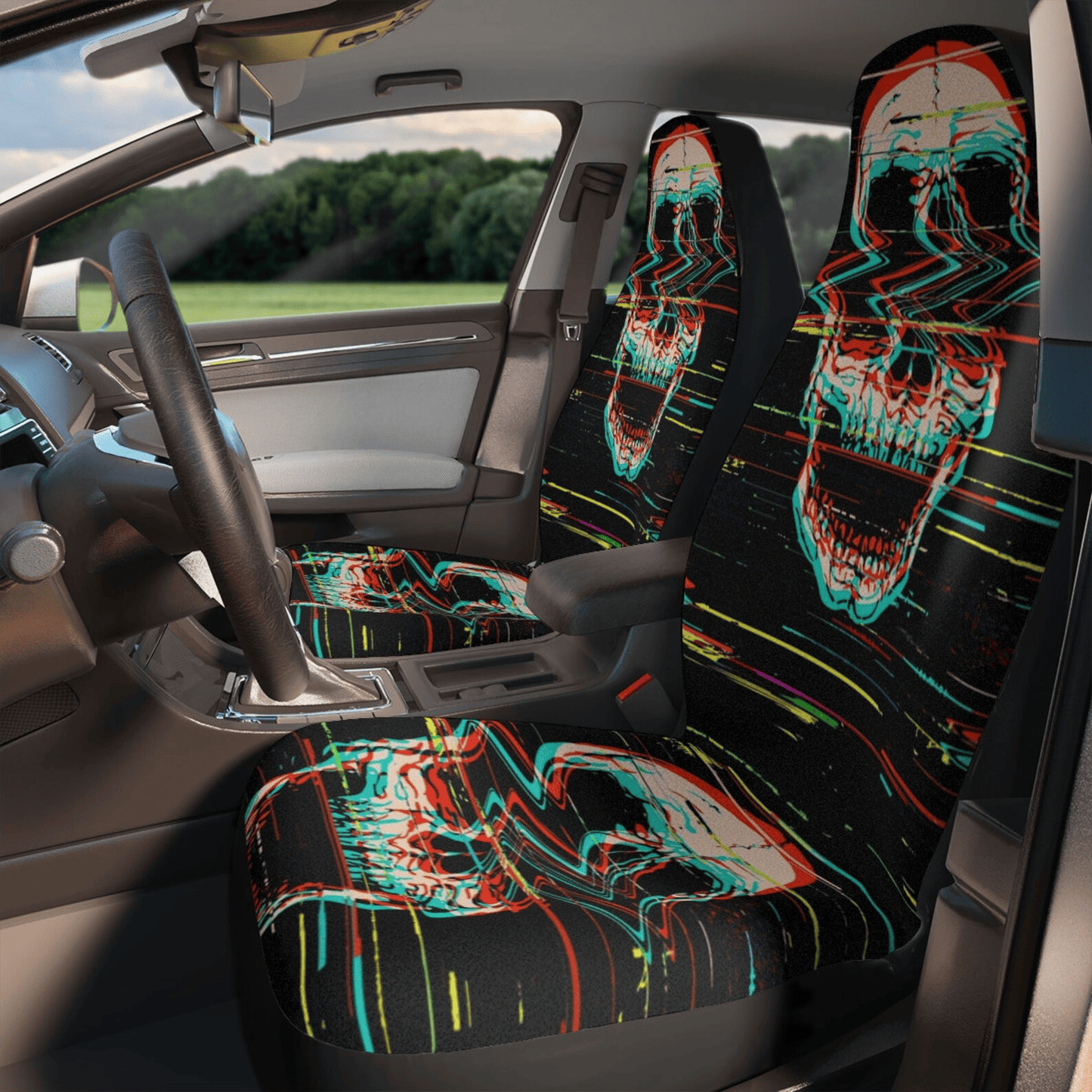 Skull Car Seat Covers Streaming Skull Pattern Seat Covers Black