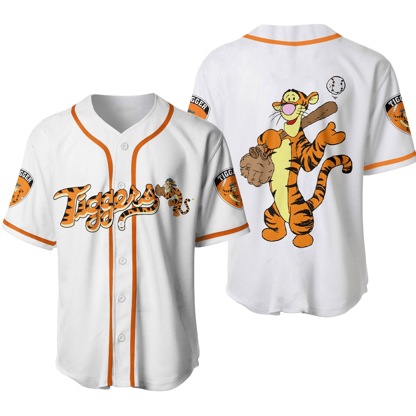 Winnie The Pooh Jersey Disney Winnie The Pooh Tigger Playing Hitter Orange White Jersey Shirt Winnie The Pooh Baseball Jersey Disney Baseball Jersey