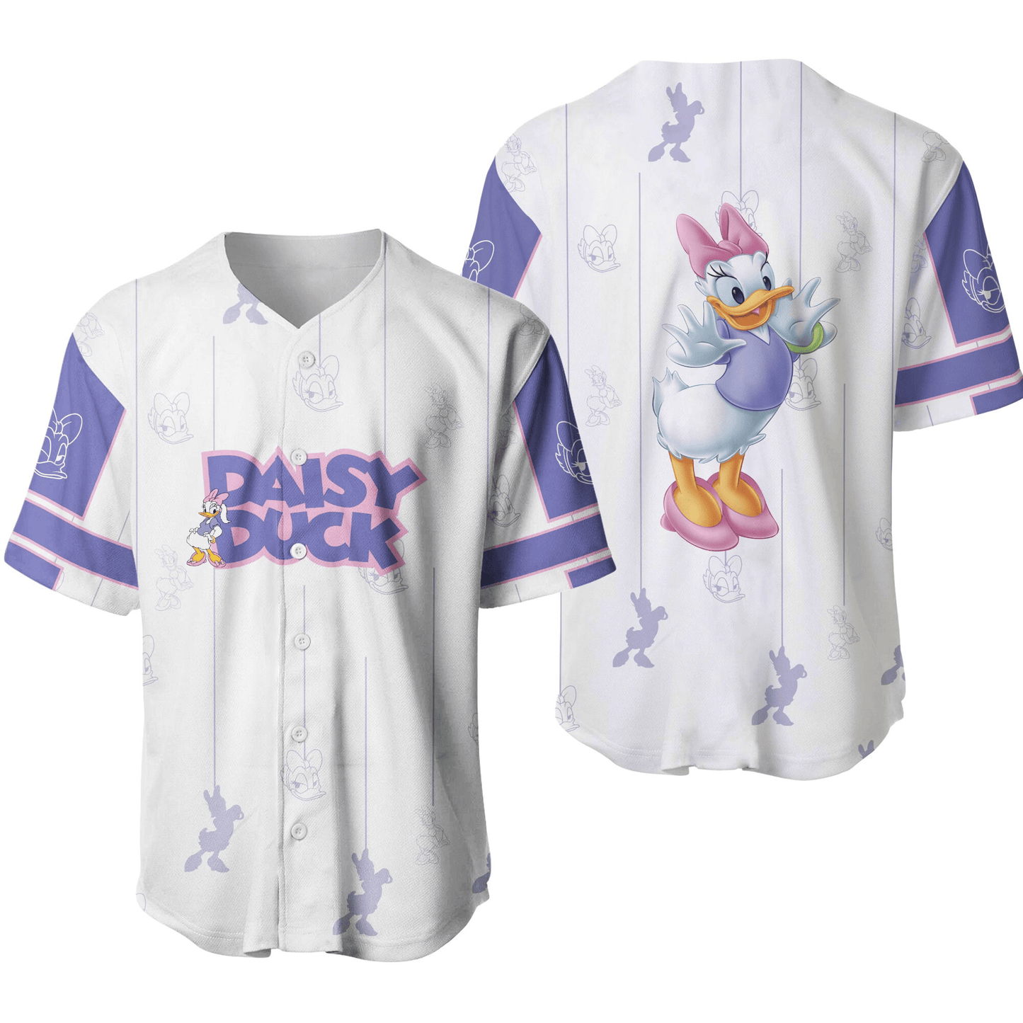 Disney Jersey Disney Cute Daisy Duck Character Graphic White Purple Jersey Shirt Disney Baseball Jersey Daisy Duck Baseball Jersey