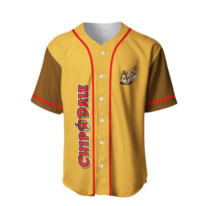 Disney Jersey Disney Chip N Dale Playing Sport Graphic Yellow Brown Jersey Shirt Disney Baseball Jersey Chip N Dale Baseball Jersey