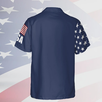 Men’s U.S. 250th Anniversary Hawaiian Shirt, Patriotic Flag Stars Button Down, 1776 2026 Independence Day Outfit