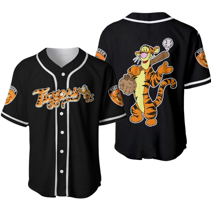 Winnie The Pooh Jersey Disney Winnie The Pooh Tigger Player Black Jersey Shirt Winnie The Pooh Baseball Jersey Disney Baseball Jersey