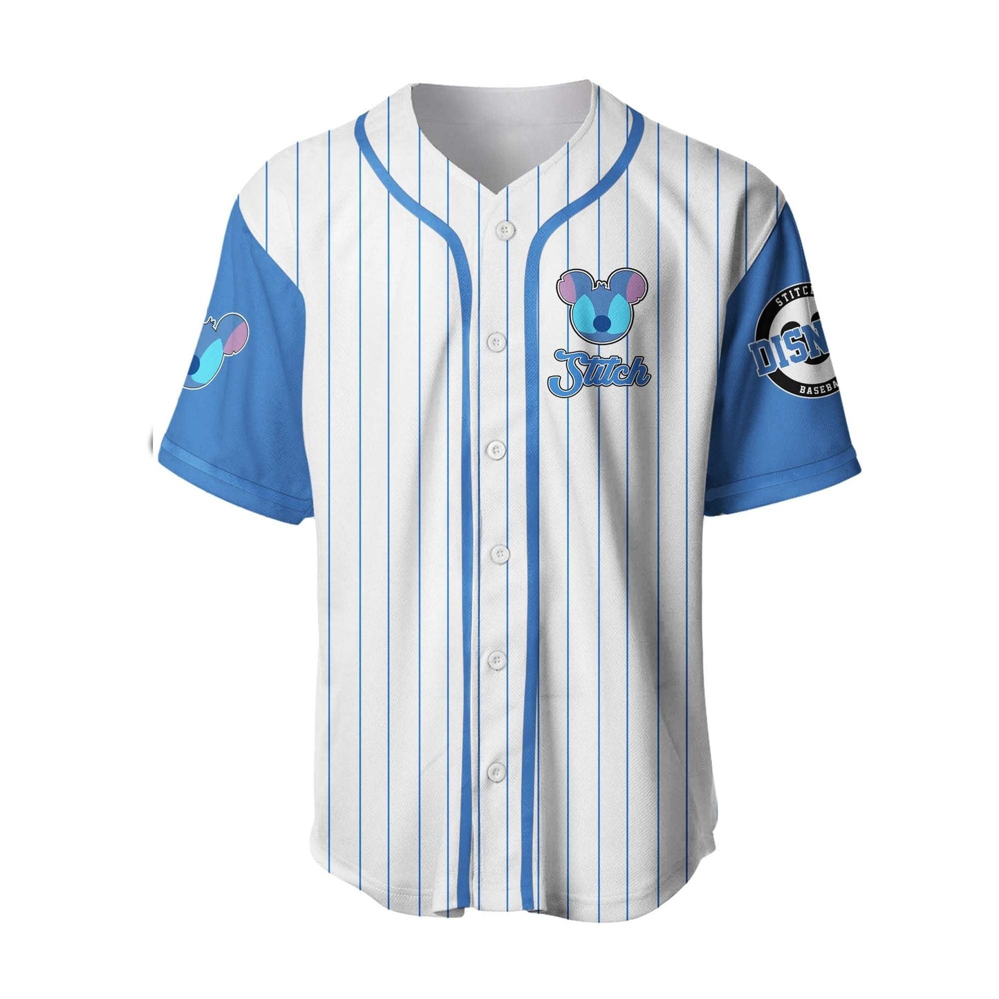 Stitch Jersey Disney Stitch Player Playing Game Graphic Blue White Jersey Shirt Stitch Baseball Jersey Disney Baseball Jersey