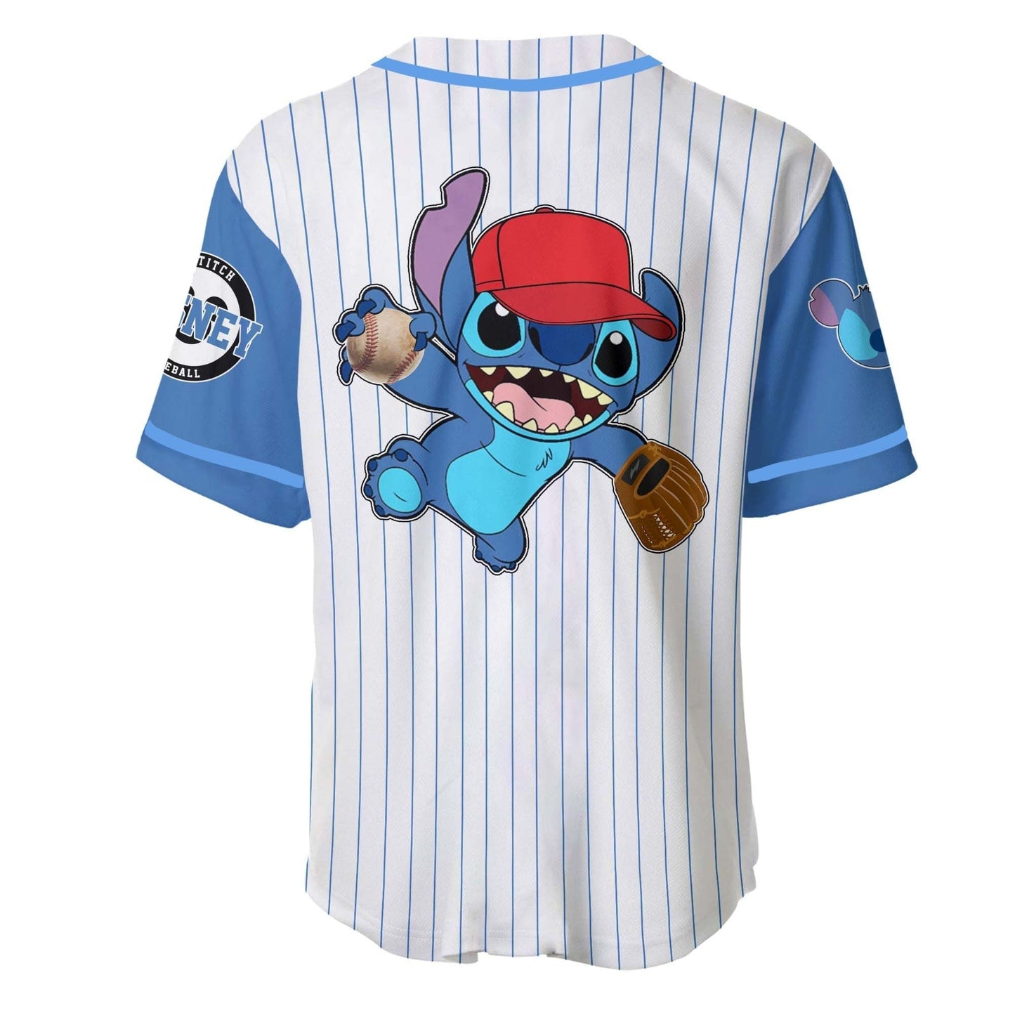 Stitch Jersey Disney Stitch Player Playing Game Graphic Blue White Jersey Shirt Stitch Baseball Jersey Disney Baseball Jersey