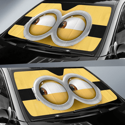 Minions Car Sun Shade Minions Cringe Eyes Funny Graphic Winshield Sun Shade Yellow