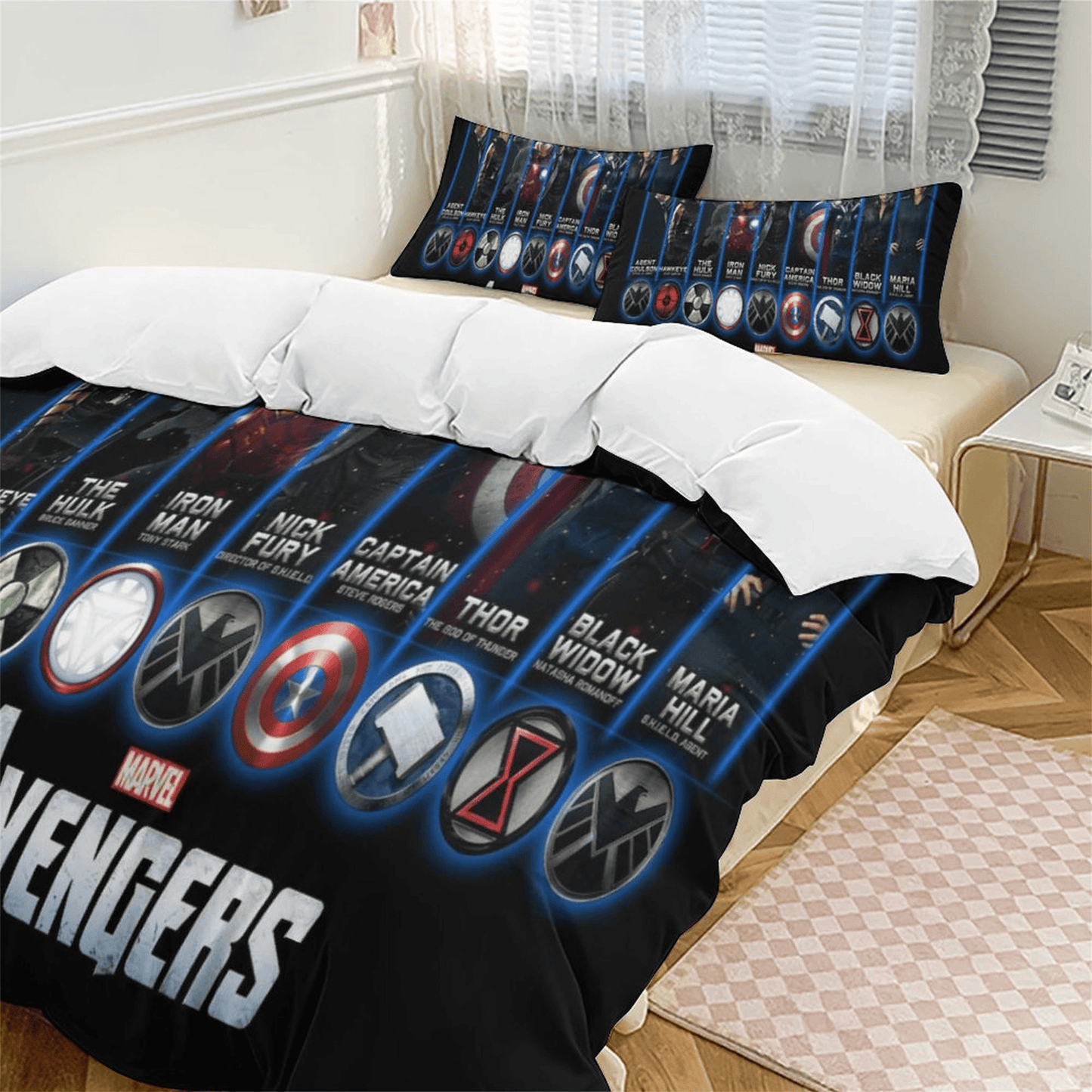 MV Bedding Set MV Avengers Symbols And Graphic Duvet Covers Black Unique Gift