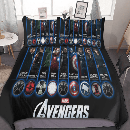 MV Bedding Set MV Avengers Symbols And Graphic Duvet Covers Black Unique Gift