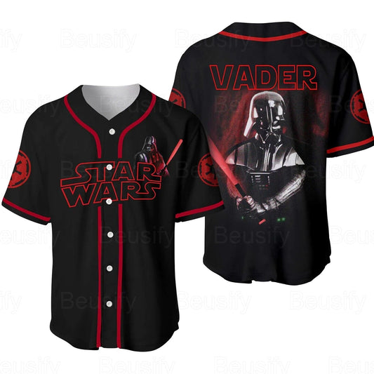 Star Wars Jersey Star Wars Darth Vader Character Full Armor Graphic Red Black Jersey Shirt Star Wars Baseball Jersey