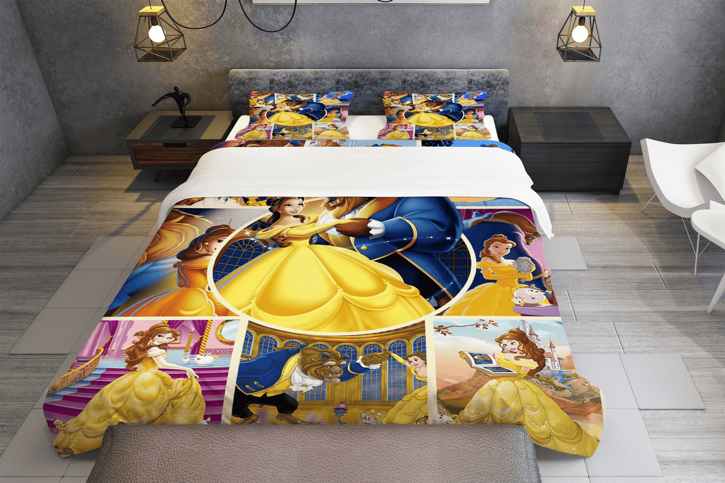 Beauty And The Beast Bedding Set Beauty And The Beast Scene Pattern Duvet Covers Colorful Unique Gift