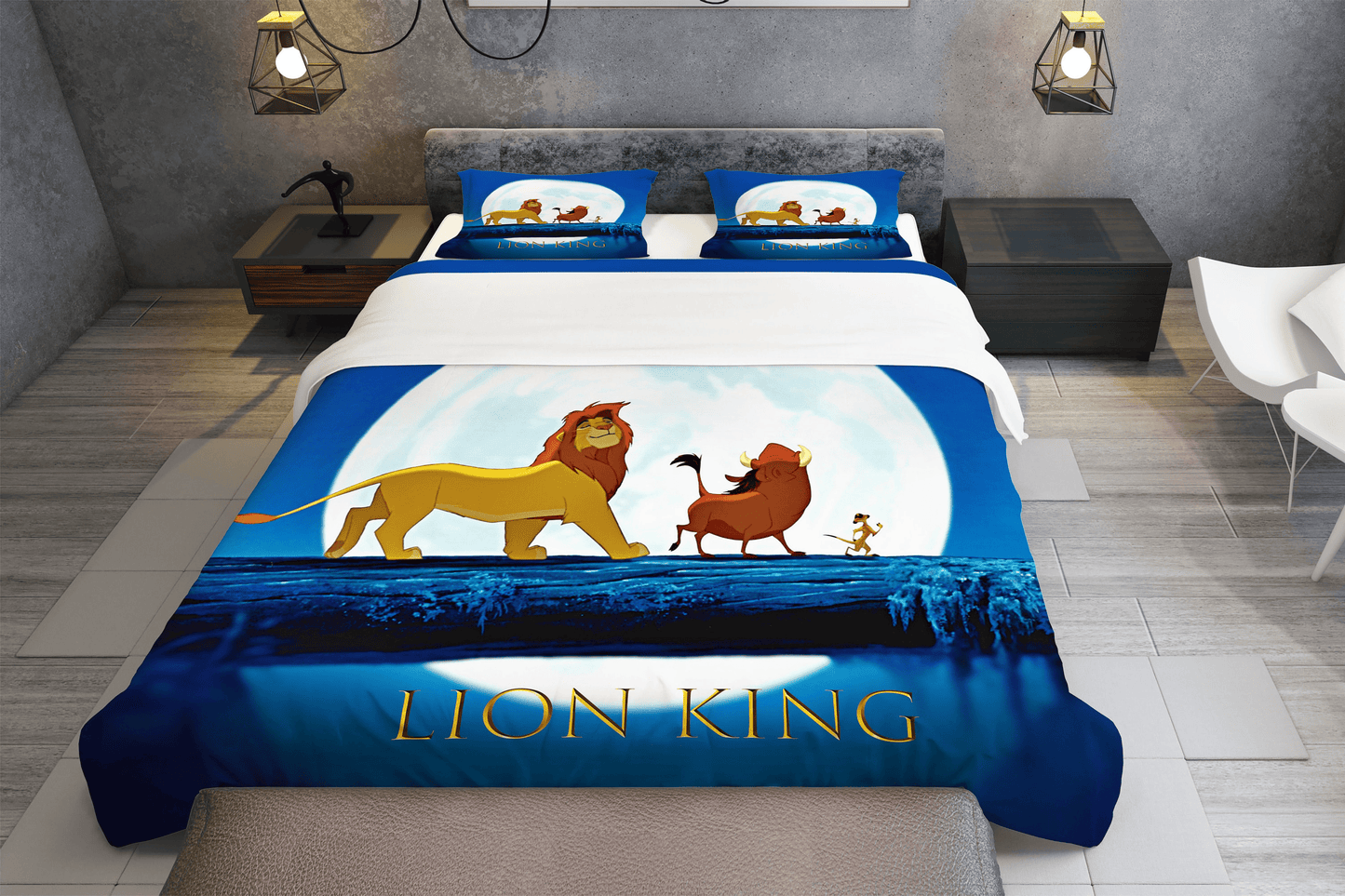 LK Bedding Set DN LK Pumba Timon Moon Light Duvet Covers Colorful Unique Gift