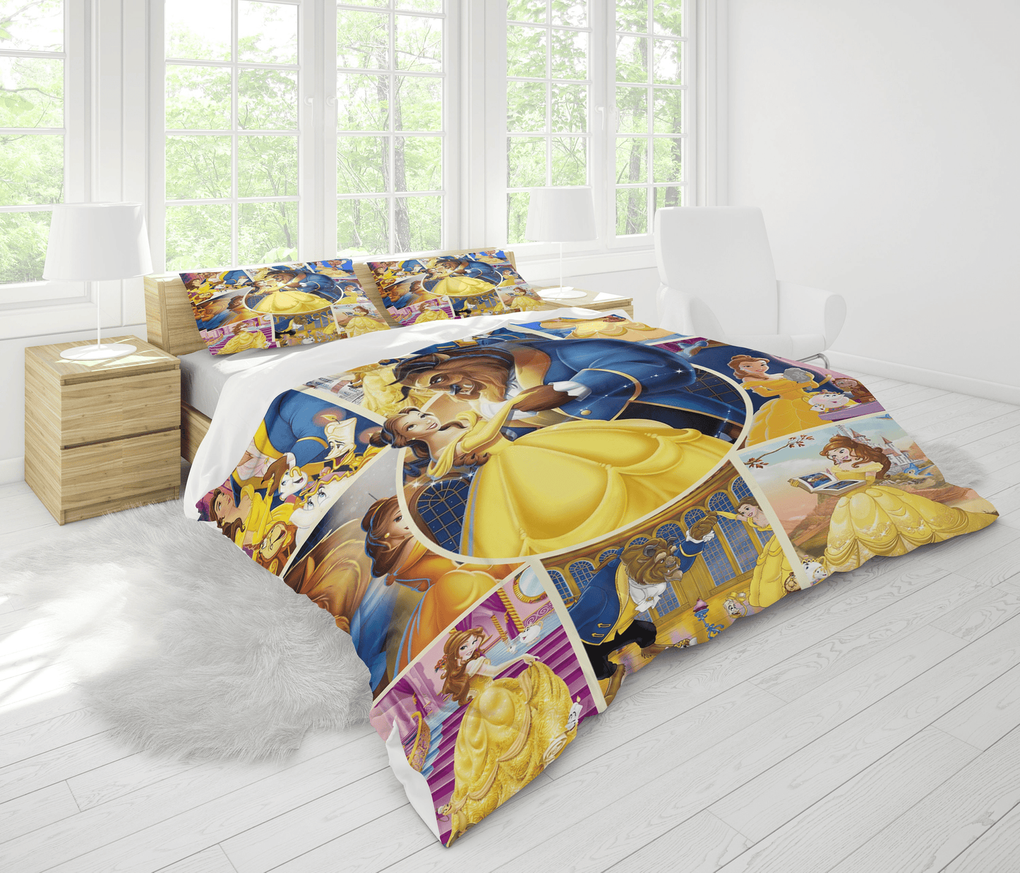 Beauty And The Beast Bedding Set Beauty And The Beast Scene Pattern Duvet Covers Colorful Unique Gift