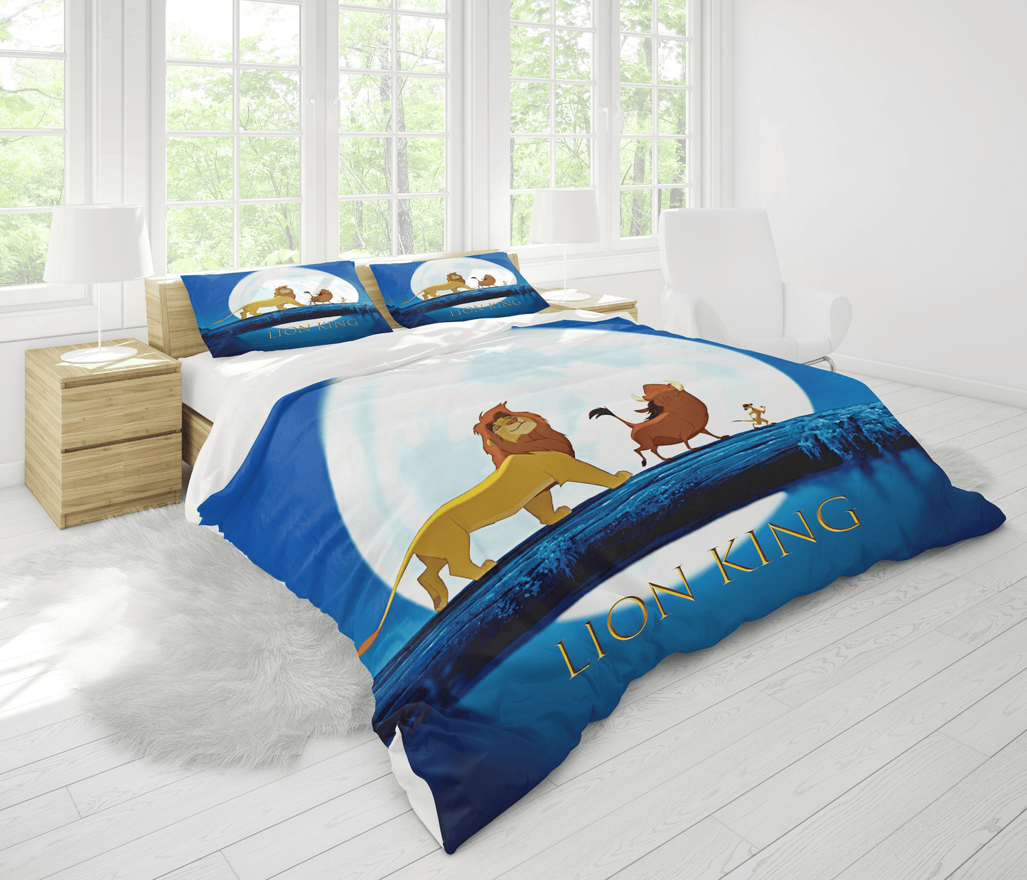 LK Bedding Set DN LK Pumba Timon Moon Light Duvet Covers Colorful Unique Gift