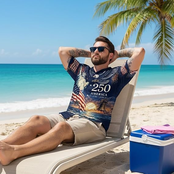America’s 250th Anniversary Hawaiian Shirt 1776-2026 Patriotic Tee for Men, Gifts for Independence Day