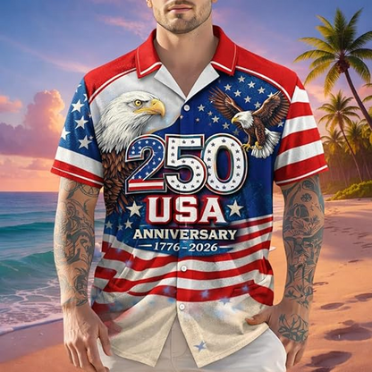 250th Anniversary Commemorative USA Shirt - Men's 1776-2026 Patriotic Independence Day Top