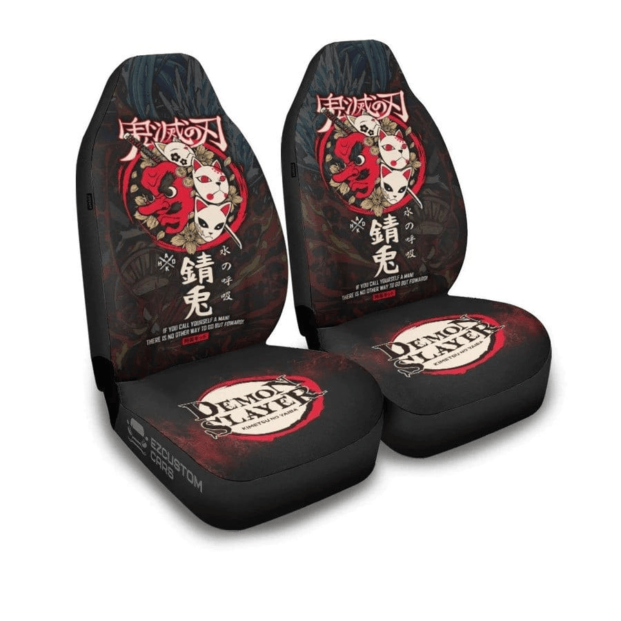 Demon Slayer Car Seat Covers Demon Slayer Maskes Graphic Seat Covers Black Red