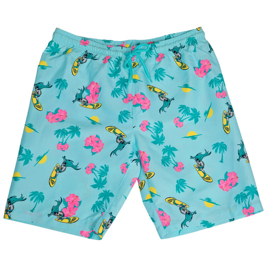 Batman Shorts Surfboarding Batman Hibiscus Flower Pattern Beach Shorts Blue Pink