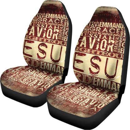 Jesus Car Seat Covers Jesus Religious Words Pattern Seat Covers Brown