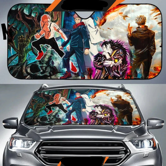 Jujutsu Kaisen Car Sun Shade Jujutsu Kaisen Characters Graphic Winshield Sun Shade Colorful