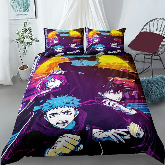 Jujutsu Kaisen Bedding Set Jujutsu Kaisen Characters Retro Style Duvet Covers Colorful Unique Gift