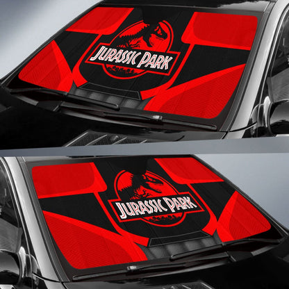 Jurassic Park Car Sun Shade Jurassic Park Symbol Graphic Pattern Winshield Sun Shade Black Red