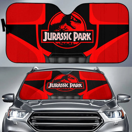 Jurassic Park Car Sun Shade Jurassic Park Symbol Graphic Pattern Winshield Sun Shade Black Red