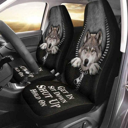 Wolf Zipper Pattern Get In Sit Down Shut Up Hold On Car Seat Cover