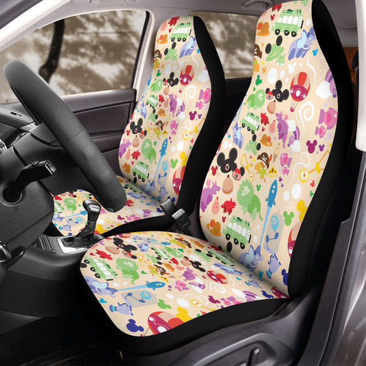 DN Car Seat Covers DN Land Animals Symbols Pattern Seat Covers Colorful