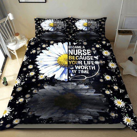 Nurse Bedding Set Your Life Is Worth My Time Duvet Covers Black White Unique Gift