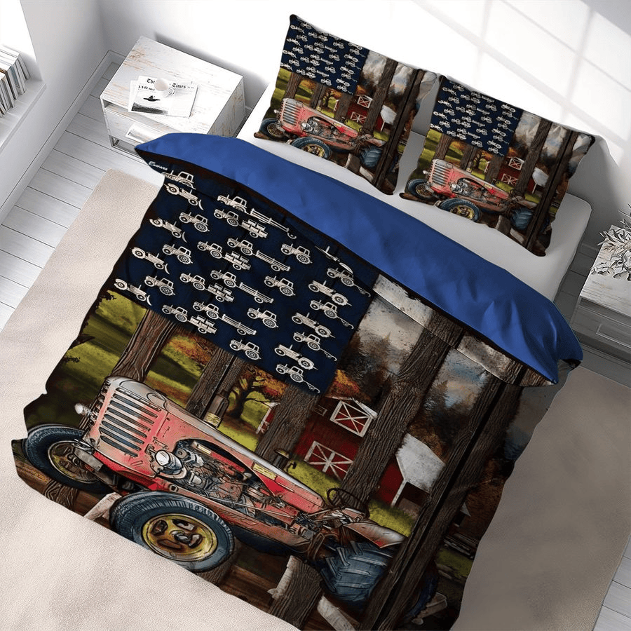 Farmer Bedding Set Farmer Tractor In The Farm Duvet Covers Colorful Unique Gift