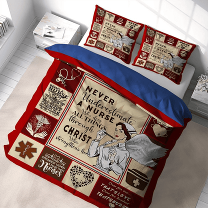 Nurse Bedding Set Never Underestimate A Nurse Duvet Covers Red Unique Gift