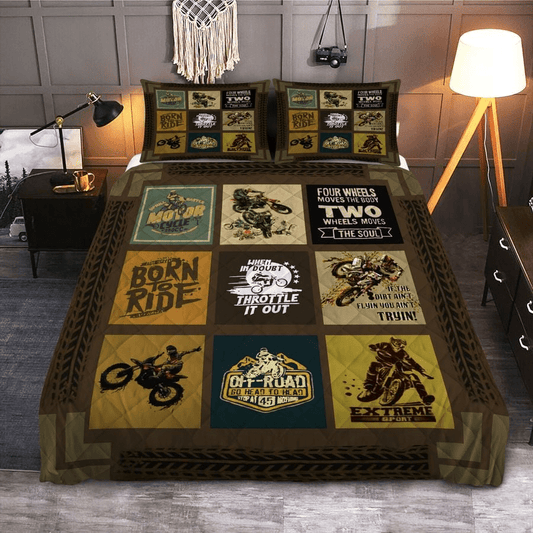 Motorcycle Bedding Set When In Doubt Throttle It Out Duvet Covers Brown Unique Gift