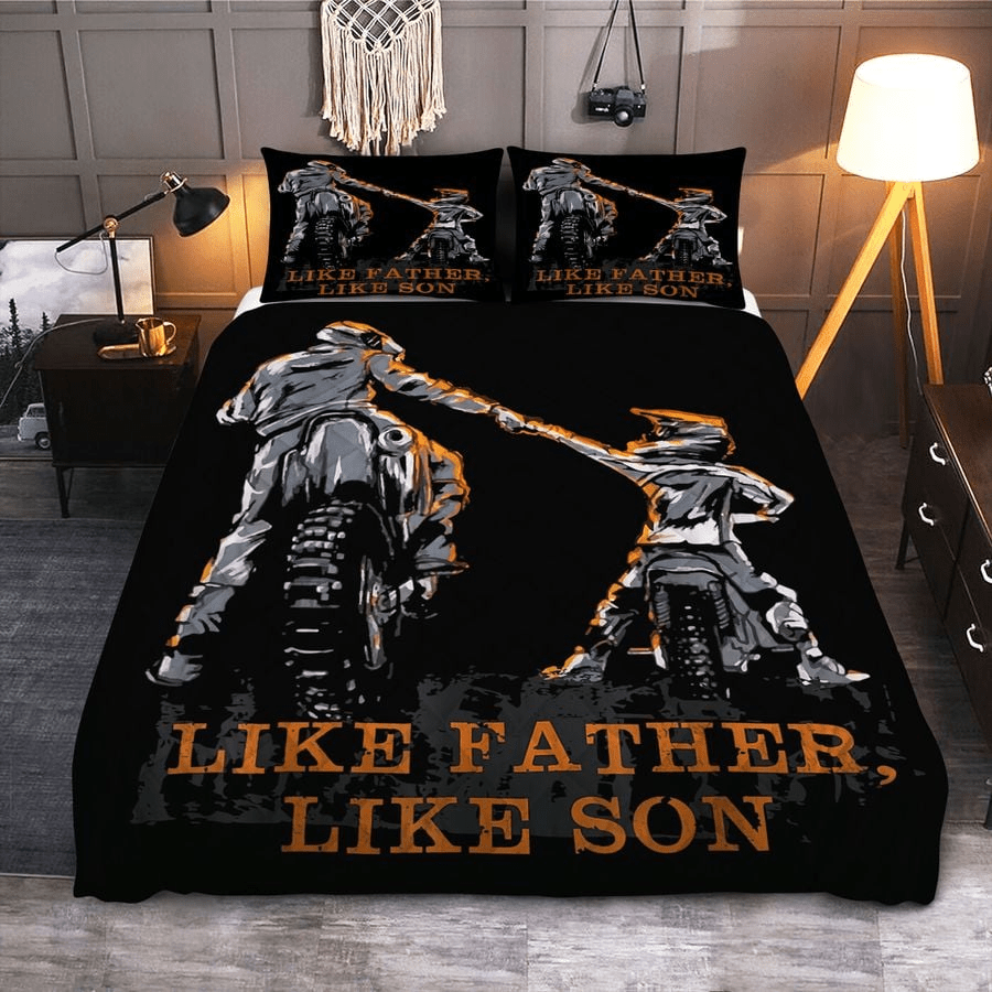 Motorcycle Bedding Set Motorcycles Like Father Like Son Duvet Covers Black Unique Gift