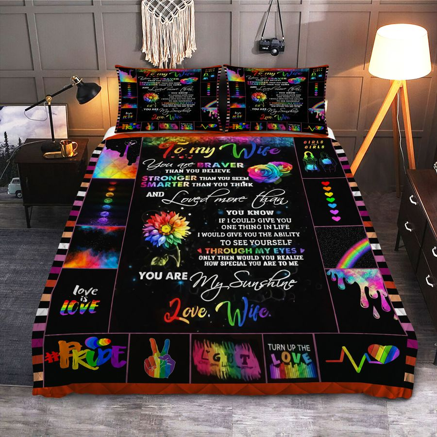 LGBT Bedding Set LGBT To My Wife You Are My Sunshine Duvet Covers Black Unique Gift