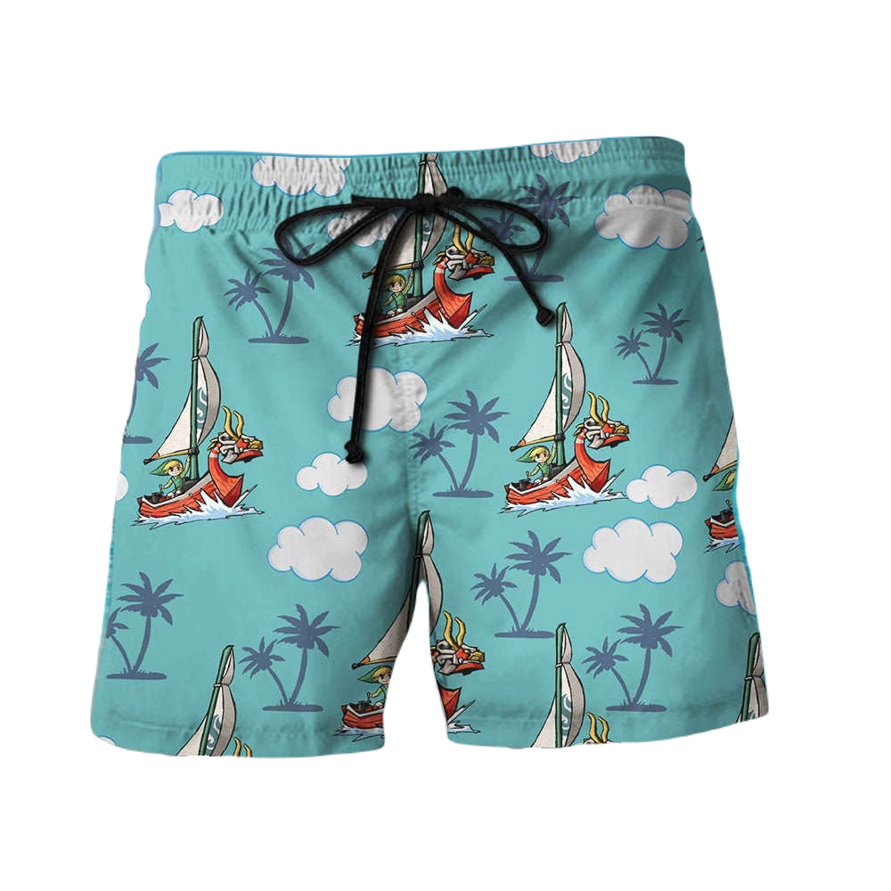 The Legend Of Zelda Shorts The Wind Waker Tropical Islands Beach Shorts Blue