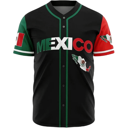 Mexican Baseball Jersey Mexican Flag Country Coat Of Arms Eagle Jersey Shirt Black Unisex Adult New Release