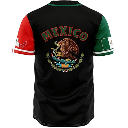 Mexican Baseball Jersey Mexican Flag Country Coat Of Arms Eagle Jersey Shirt Black Unisex Adult New Release