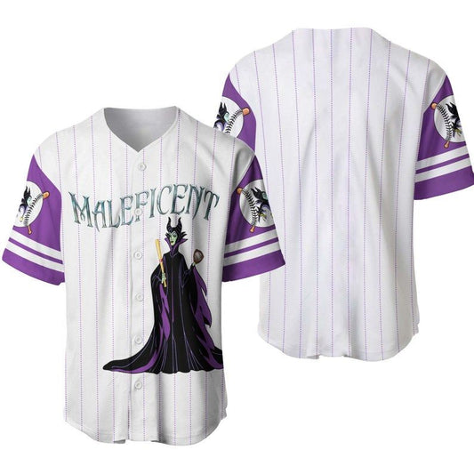 Maleficent Baseball Jersey Maleficent Playing Football Jersey Shirt White Purple Unisex Adult New Release