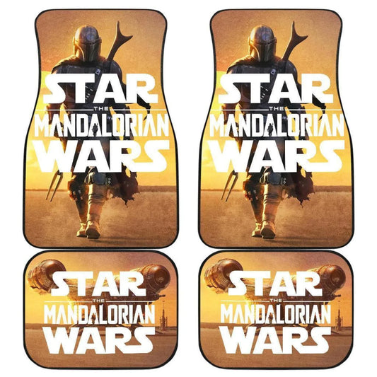SW Car Mats SW The Mandalorian Walking Graphic Car Floor Mats White Brown