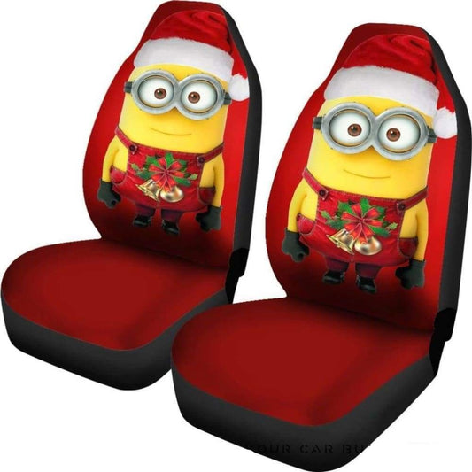 Minion Car Seat Covers Merry Christmas Minions With Hat Seat Covers Red